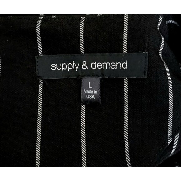 Supply & Demand Pinstriped Ruffled Flutter Sleeve Wrap Dress Large NEW - Picture 10 of 11